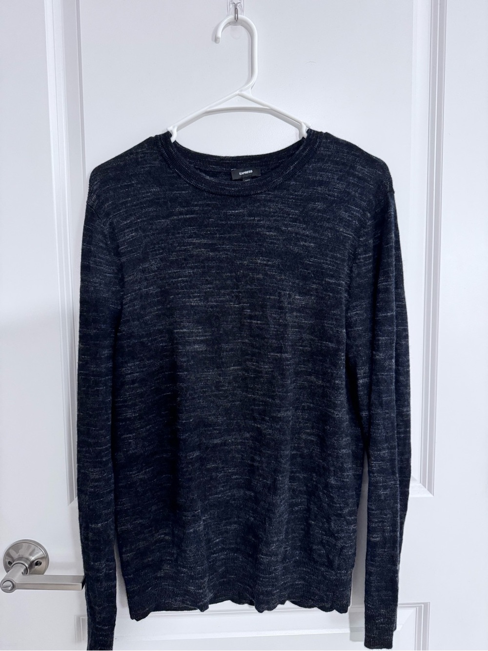 Express Men's Black Marled Crewneck Sweater